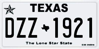 TX license plate DZZ1921