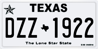 TX license plate DZZ1922