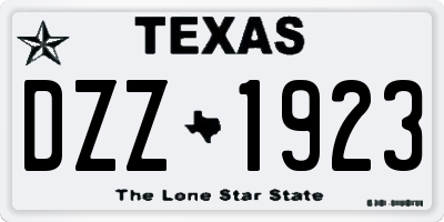 TX license plate DZZ1923