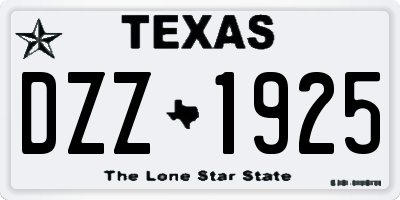 TX license plate DZZ1925