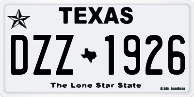 TX license plate DZZ1926