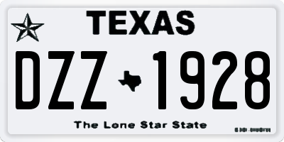 TX license plate DZZ1928