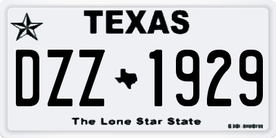 TX license plate DZZ1929