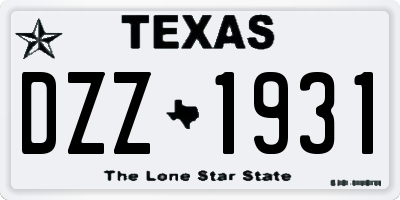 TX license plate DZZ1931