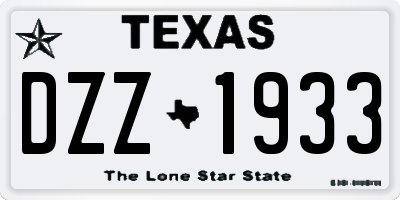 TX license plate DZZ1933