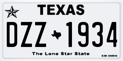 TX license plate DZZ1934