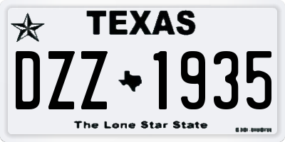 TX license plate DZZ1935