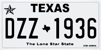 TX license plate DZZ1936