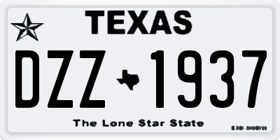 TX license plate DZZ1937