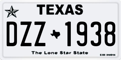 TX license plate DZZ1938