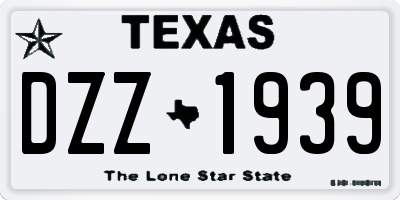 TX license plate DZZ1939