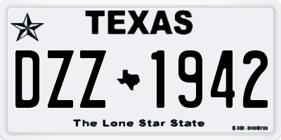 TX license plate DZZ1942