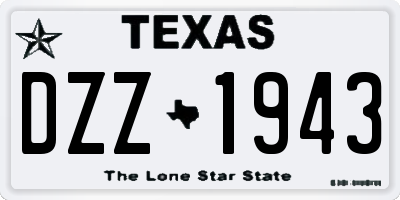 TX license plate DZZ1943