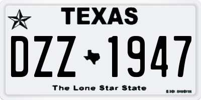 TX license plate DZZ1947