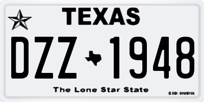 TX license plate DZZ1948