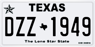 TX license plate DZZ1949