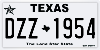 TX license plate DZZ1954