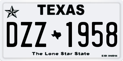 TX license plate DZZ1958