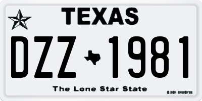 TX license plate DZZ1981