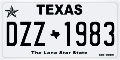 TX license plate DZZ1983