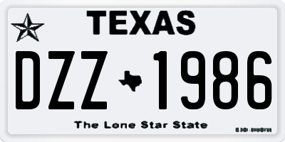 TX license plate DZZ1986