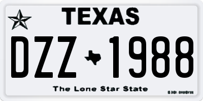 TX license plate DZZ1988