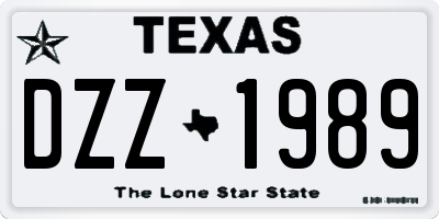 TX license plate DZZ1989