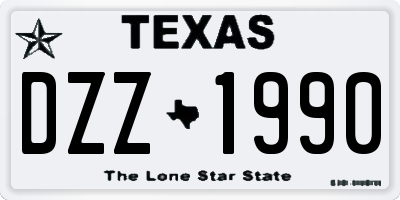 TX license plate DZZ1990