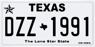 TX license plate DZZ1991