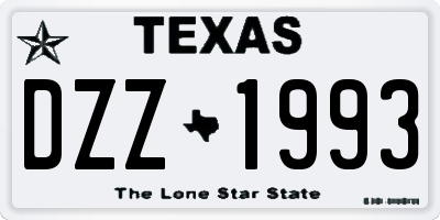 TX license plate DZZ1993