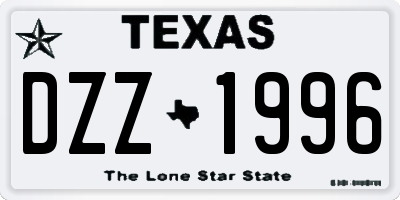 TX license plate DZZ1996