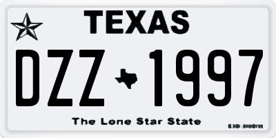 TX license plate DZZ1997