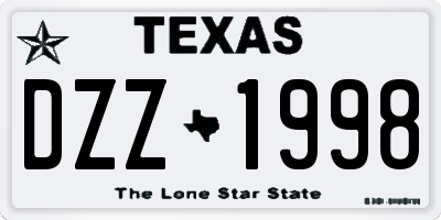 TX license plate DZZ1998