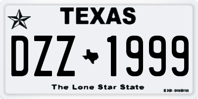 TX license plate DZZ1999