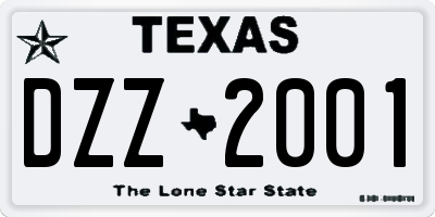 TX license plate DZZ2001