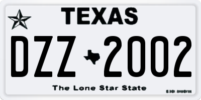 TX license plate DZZ2002