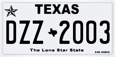 TX license plate DZZ2003