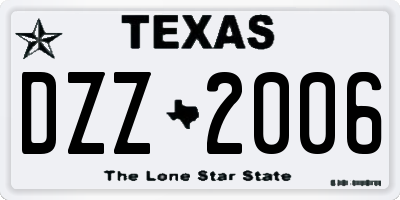 TX license plate DZZ2006