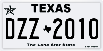 TX license plate DZZ2010