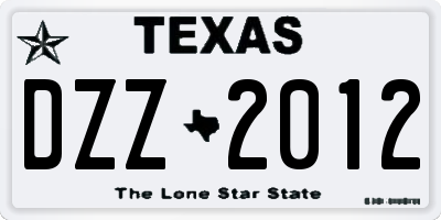 TX license plate DZZ2012