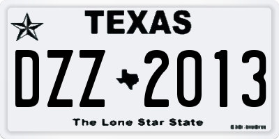 TX license plate DZZ2013