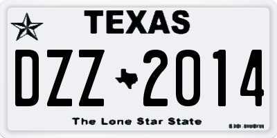 TX license plate DZZ2014