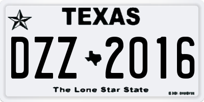 TX license plate DZZ2016