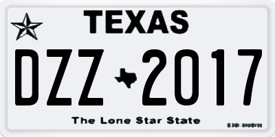 TX license plate DZZ2017