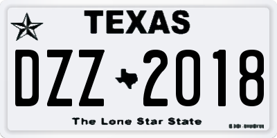 TX license plate DZZ2018