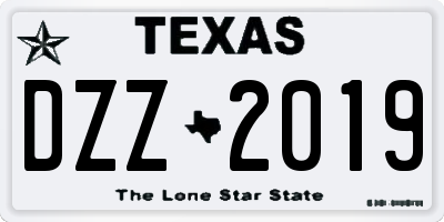 TX license plate DZZ2019
