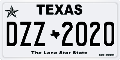 TX license plate DZZ2020