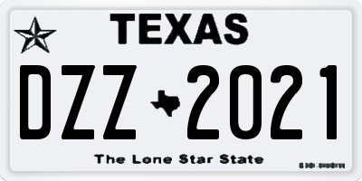 TX license plate DZZ2021