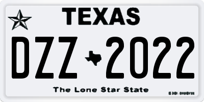 TX license plate DZZ2022