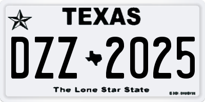 TX license plate DZZ2025